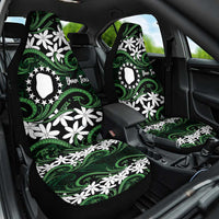 Personalised Cook Islands Mitiaro Car Seat Cover Tiare Maori Polynesian Waves Tattoo LT14 One Size Green - Polynesian Pride