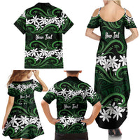 Personalised Cook Islands Mitiaro Family Matching Summer Maxi Dress and Hawaiian Shirt Tiare Maori Polynesian Waves Tattoo