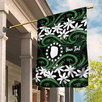 Personalised Cook Islands Mitiaro Garden Flag Tiare Maori Polynesian Waves Tattoo LT14 House Flag Green - Polynesian Pride