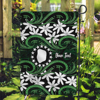 Personalised Cook Islands Mitiaro Garden Flag Tiare Maori Polynesian Waves Tattoo LT14 Garden Flag Green - Polynesian Pride
