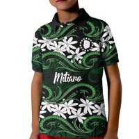 Personalised Cook Islands Mitiaro Kid Polo Shirt Tiare Maori Polynesian Waves Tattoo LT14 Kid Green - Polynesian Pride