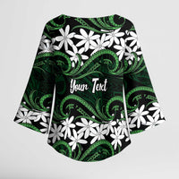 Personalised Cook Islands Mitiaro Kimono Sleeve Blouse Tiare Maori Polynesian Waves Tattoo LT14 - Polynesian Pride