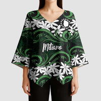 Personalised Cook Islands Mitiaro Kimono Sleeve Blouse Tiare Maori Polynesian Waves Tattoo LT14 - Polynesian Pride