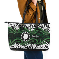 Personalised Cook Islands Mitiaro Leather Tote Bag Tiare Maori Polynesian Waves Tattoo LT14 - Polynesian Pride