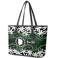 Personalised Cook Islands Mitiaro Leather Tote Bag Tiare Maori Polynesian Waves Tattoo LT14 - Polynesian Pride