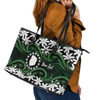 Personalised Cook Islands Mitiaro Leather Tote Bag Tiare Maori Polynesian Waves Tattoo LT14 - Polynesian Pride