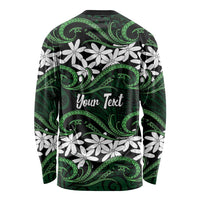Personalised Cook Islands Mitiaro Long Sleeve Shirt Tiare Maori Polynesian Waves Tattoo LT14 - Polynesian Pride