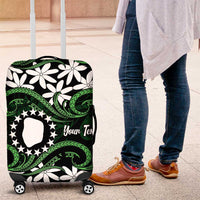 Personalised Cook Islands Mitiaro Luggage Cover Tiare Maori Polynesian Waves Tattoo LT14 Green - Polynesian Pride