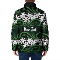Personalised Cook Islands Mitiaro Padded Jacket Tiare Maori Polynesian Waves Tattoo LT14 - Polynesian Pride