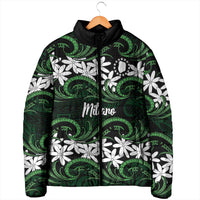 Personalised Cook Islands Mitiaro Padded Jacket Tiare Maori Polynesian Waves Tattoo LT14 - Polynesian Pride