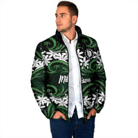 Personalised Cook Islands Mitiaro Padded Jacket Tiare Maori Polynesian Waves Tattoo LT14 - Polynesian Pride