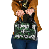 Personalised Cook Islands Mitiaro Shoulder Handbag Tiare Maori Polynesian Waves Tattoo LT14 One Size Green - Polynesian Pride