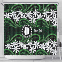 Personalised Cook Islands Mitiaro Shower Curtain Tiare Maori Polynesian Waves Tattoo LT14 - Polynesian Pride