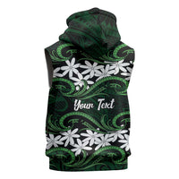 Personalised Cook Islands Mitiaro Sleeveless Hoodie Tiare Maori Polynesian Waves Tattoo LT14 - Polynesian Pride