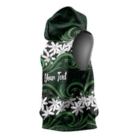 Personalised Cook Islands Mitiaro Sleeveless Hoodie Tiare Maori Polynesian Waves Tattoo LT14 - Polynesian Pride