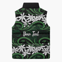Personalised Cook Islands Mitiaro Sleeveless Puffer Jacket Tiare Maori Polynesian Waves Tattoo LT14 - Polynesian Pride