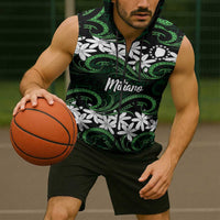 Personalised Cook Islands Mitiaro Sleeveless Zip Hoodie Tiare Maori Polynesian Waves Tattoo LT14 - Polynesian Pride