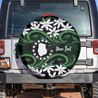 Personalised Cook Islands Mitiaro Spare Tire Cover Tiare Maori Polynesian Waves Tattoo LT14 Green - Polynesian Pride