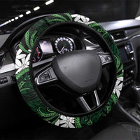 Cook Islands Mitiaro Steering Wheel Cover Tiare Maori Polynesian Waves Tattoo LT14 Universal Fit Green - Polynesian Pride