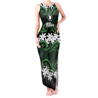 Personalised Cook Islands Mitiaro Tank Maxi Dress Tiare Maori Polynesian Waves Tattoo LT14 Women Green - Polynesian Pride