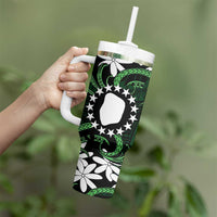 Personalised Cook Islands Mitiaro Tumbler With Handle Tiare Maori Polynesian Waves Tattoo LT14 - Polynesian Pride