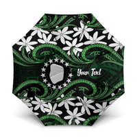 Personalised Cook Islands Mitiaro Umbrella Tiare Maori Polynesian Waves Tattoo LT14 One Size Folded 11.42 inch Opened Diameter 37.4 inch Green - Polynesian Pride