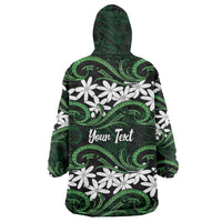 Personalised Cook Islands Mitiaro Wearable Blanket Hoodie Tiare Maori Polynesian Waves Tattoo LT14 - Polynesian Pride