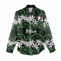 Personalised Cook Islands Mitiaro Women Casual Shirt Tiare Maori Polynesian Waves Tattoo