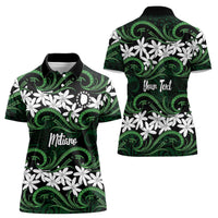 Personalised Cook Islands Mitiaro Women Polo Shirt Tiare Maori Polynesian Waves Tattoo LT14 - Polynesian Pride
