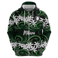 Personalised Cook Islands Mitiaro Zip Hoodie Tiare Maori Polynesian Waves Tattoo LT14 - Polynesian Pride