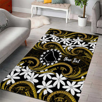 Personalised Cook Islands Manihiki Area Rug Tiare Maori Polynesian Waves Tattoo LT14 - Polynesian Pride