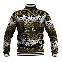 Personalised Cook Islands Manihiki Baseball Jacket Tiare Maori Polynesian Waves Tattoo LT14 - Polynesian Pride