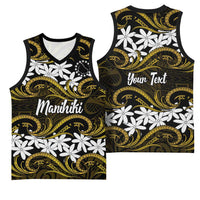 Personalised Cook Islands Manihiki Basketball Jersey Tiare Maori Polynesian Waves Tattoo LT14 - Polynesian Pride