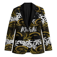Personalised Cook Islands Manihiki Blazer Tiare Maori Polynesian Waves Tattoo LT14 Unisex Gold - Polynesian Pride