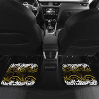 Personalised Cook Islands Manihiki Car Mats Tiare Maori Polynesian Waves Tattoo LT14 Set 2pcs - Back Gold - Polynesian Pride