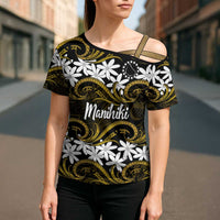 Personalised Cook Islands Manihiki Cross Shoulder Shirt Tiare Maori Polynesian Waves Tattoo