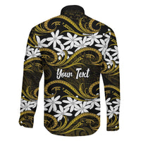 Personalised Cook Islands Manihiki Family Matching Off The Shoulder Long Sleeve Dress and Hawaiian Shirt Tiare Maori Polynesian Waves Tattoo
