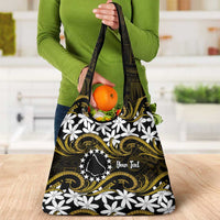 Personalised Cook Islands Manihiki Grocery Bag Tiare Maori Polynesian Waves Tattoo LT14 - Polynesian Pride