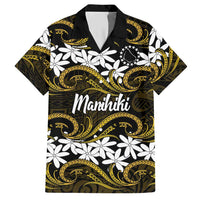 Personalised Cook Islands Manihiki Hawaiian Shirt Tiare Maori Polynesian Waves Tattoo LT14 Gold - Polynesian Pride