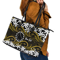 Personalised Cook Islands Manihiki Leather Tote Bag Tiare Maori Polynesian Waves Tattoo LT14 - Polynesian Pride