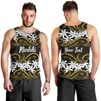 Personalised Cook Islands Manihiki Men Tank Top Tiare Maori Polynesian Waves Tattoo LT14 - Polynesian Pride