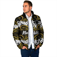 Personalised Cook Islands Manihiki Padded Jacket Tiare Maori Polynesian Waves Tattoo LT14 - Polynesian Pride