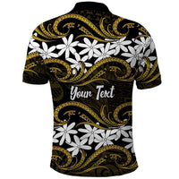 Personalised Cook Islands Manihiki Polo Shirt Tiare Maori Polynesian Waves Tattoo LT14 - Polynesian Pride
