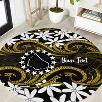 Personalised Cook Islands Manihiki Round Carpet Tiare Maori Polynesian Waves Tattoo LT14 Gold - Polynesian Pride