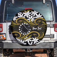 Personalised Cook Islands Manihiki Spare Tire Cover Tiare Maori Polynesian Waves Tattoo LT14 Gold - Polynesian Pride