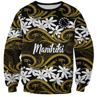 Personalised Cook Islands Manihiki Sweatshirt Tiare Maori Polynesian Waves Tattoo LT14 Unisex Gold - Polynesian Pride