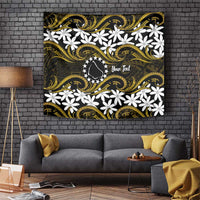 Personalised Cook Islands Manihiki Tapestry Tiare Maori Polynesian Waves Tattoo LT14 Gold - Polynesian Pride