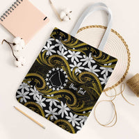 Personalised Cook Islands Manihiki Tote Bag Tiare Maori Polynesian Waves Tattoo LT14 White Strap One Size Gold - Polynesian Pride