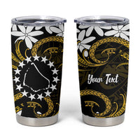 Personalised Cook Islands Manihiki Tumbler Cup Tiare Maori Polynesian Waves Tattoo LT14 Gold - Polynesian Pride