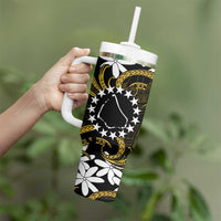 Personalised Cook Islands Manihiki Tumbler With Handle Tiare Maori Polynesian Waves Tattoo LT14 - Polynesian Pride